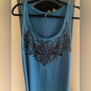 Express Woman Teal Top with sequins